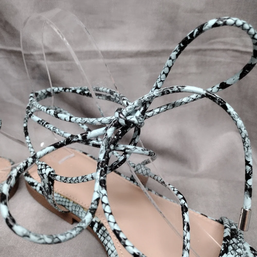 The Drop‎ Women's 6 Teal Snake Gladiator Flat Strappy Lace-Up Sandal New - Picture 6 of 7